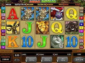 Progressive jackpot slot Mega Moolah in action