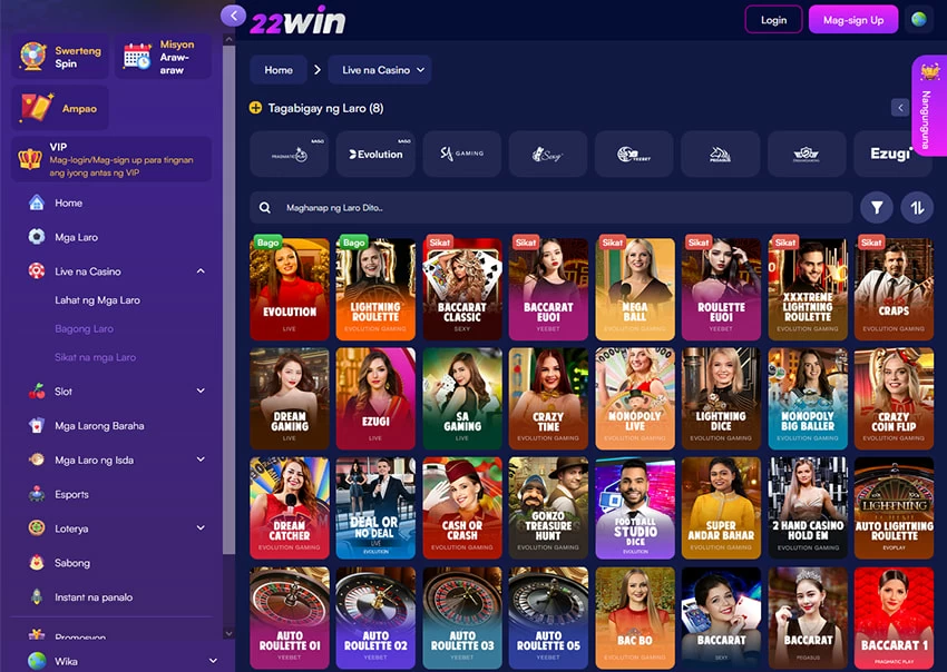 The Online Platform of 22WinLive Casino 