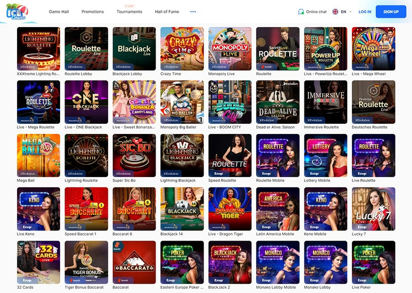 Online plattformen til Ice Live Casino 