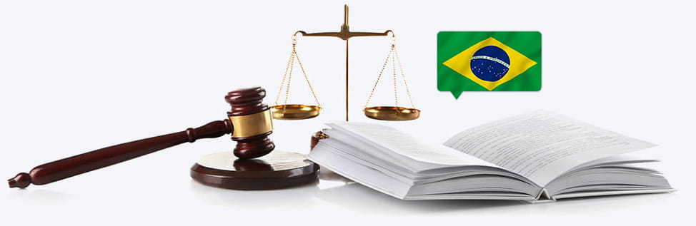 Brazilian flag along with legal imagery