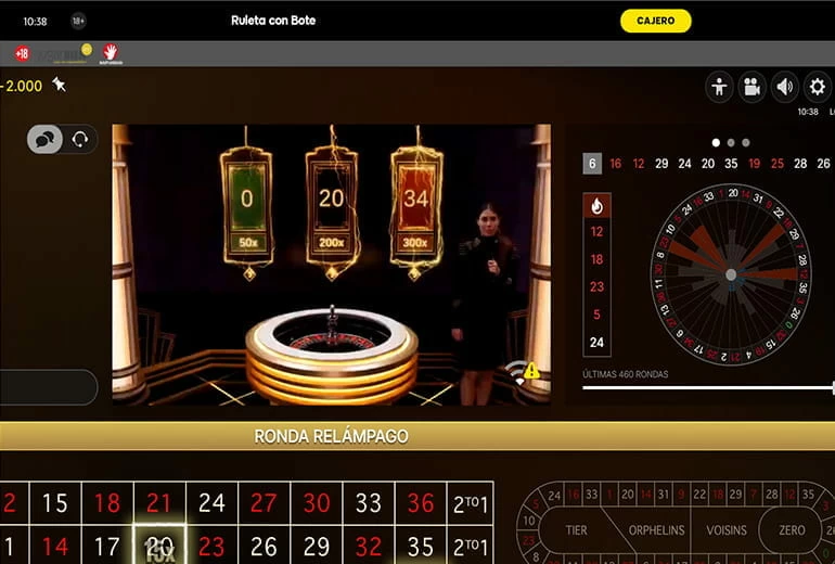 Ruleta relámpago de Evolution en 888casino