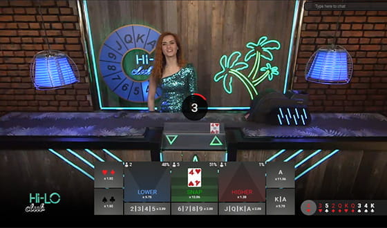 live hi and low casino game