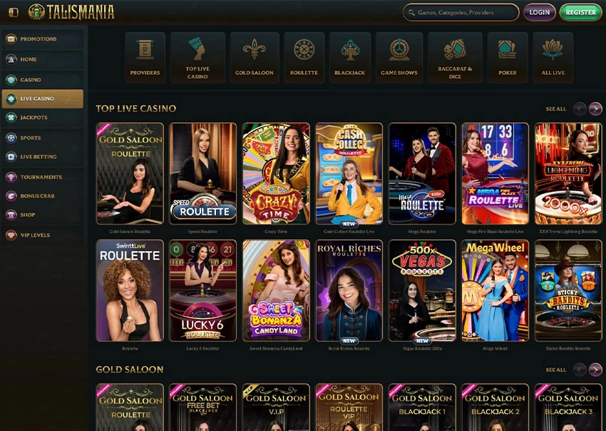 The Online Platform of Talismania Live Casino 