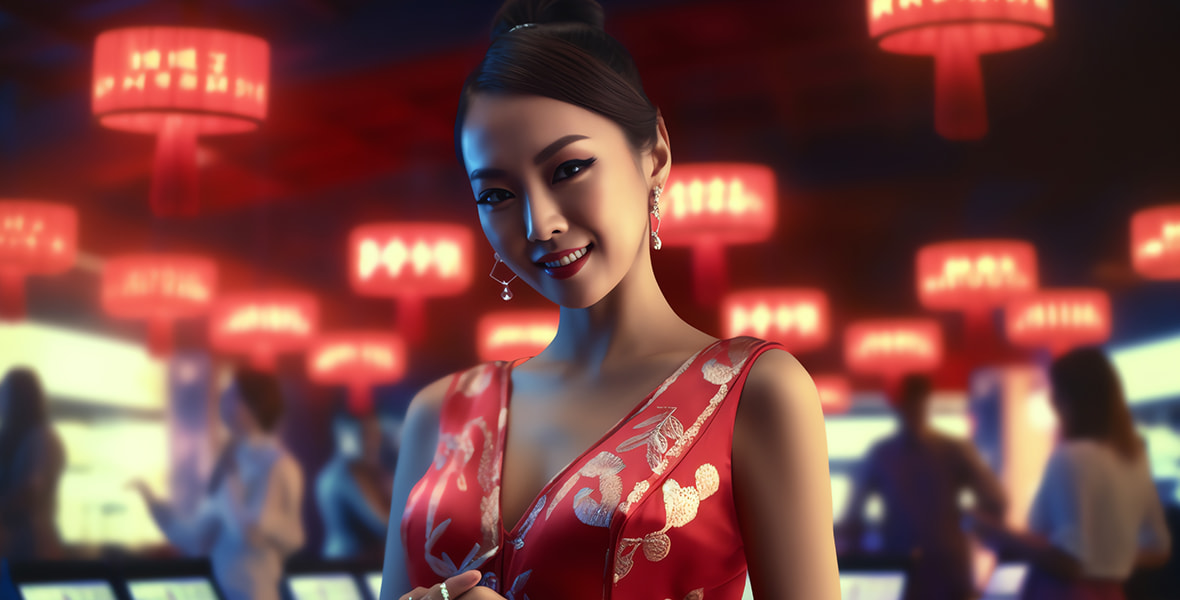 AI-Generated Image of an Asian Lady in a Casino 