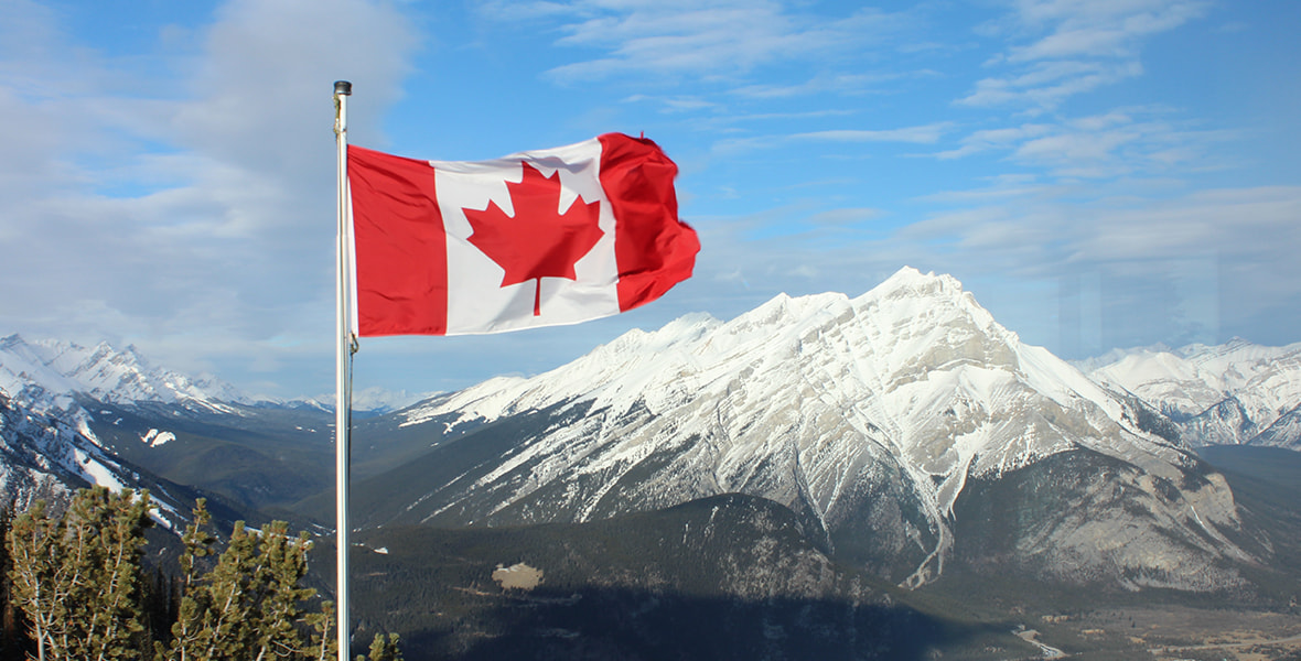 Red and white Canadian flag 