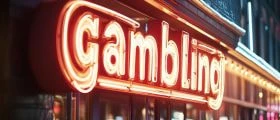 Big Neon Sign That Reads "Gambling"