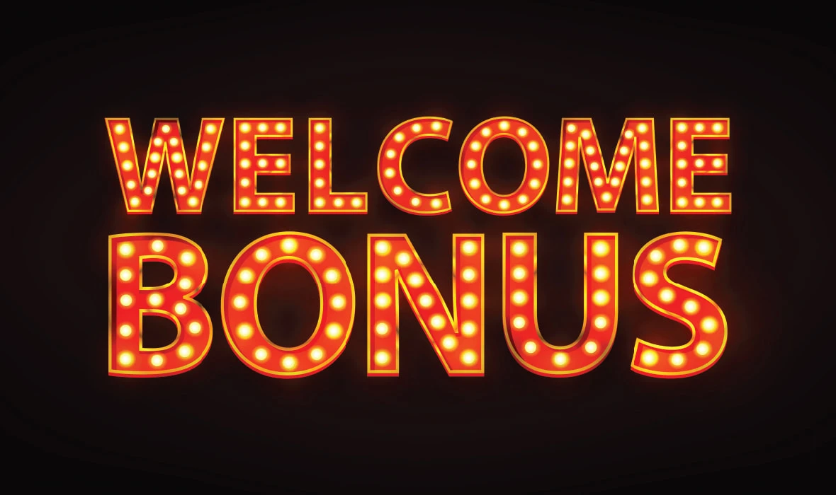 Neon Sign with Welcome Bonus Written Out 