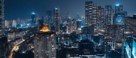 Skyscrapers in Hong Kong harbor