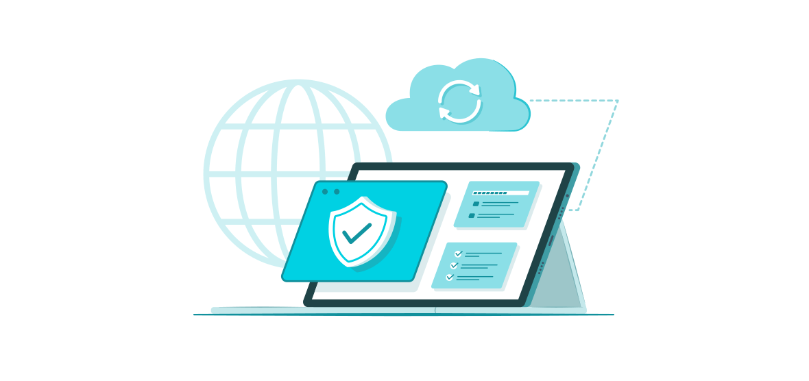 Cyber security illustration with tablet and padlock 